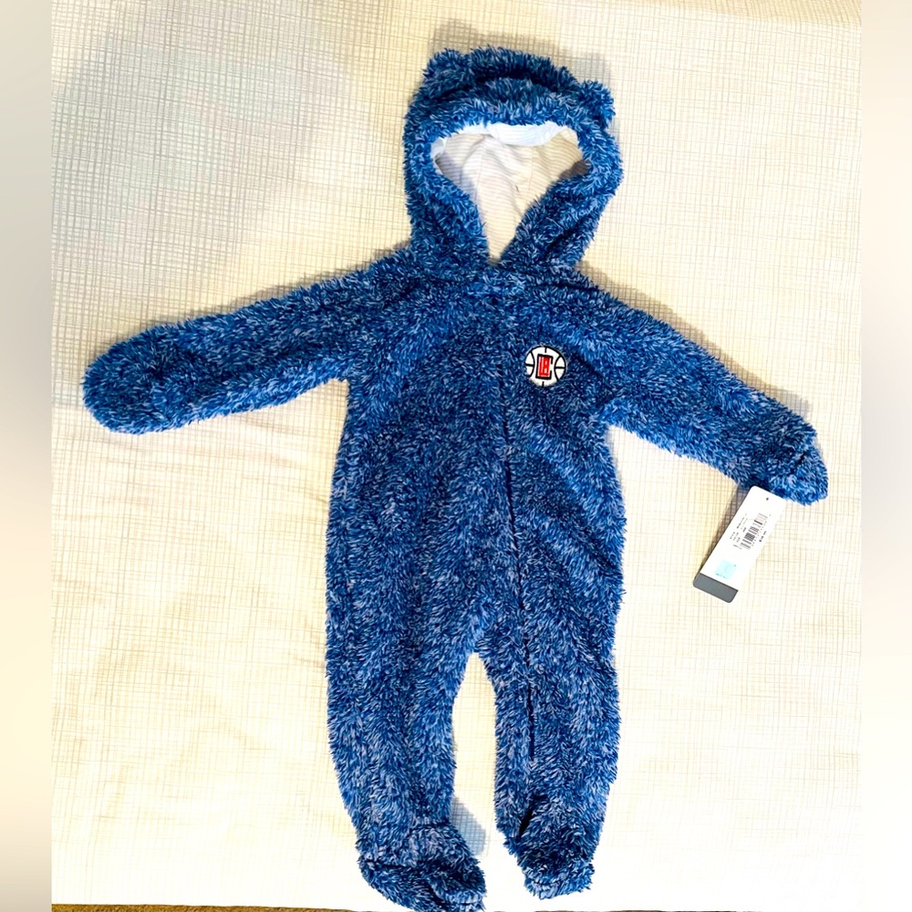 Los Angeles LA Clippers Infant/Toddler Fuzzy Coverall Sleeper /Pajama - NEW